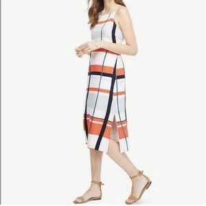 NWT Ann Taylor Plaid Linen Dress. Halter / Sleeveless. Midi Lined. Size 12. $149